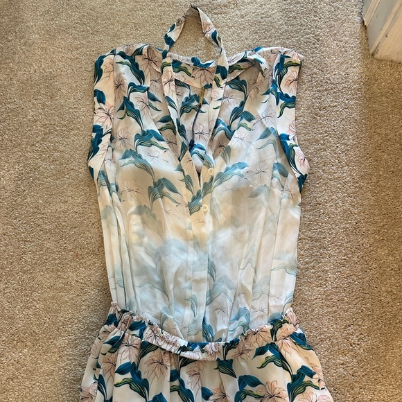 Rebecca Minkoff The Charlotte Jumpsuit on Chalk Multi 100% silk size 4 NWT - Picture 3 of 5